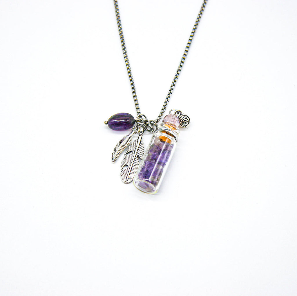 Amethyst Diffuser Necklace | Aroma Jewelry | Energy & Healing | Diffusing on the go