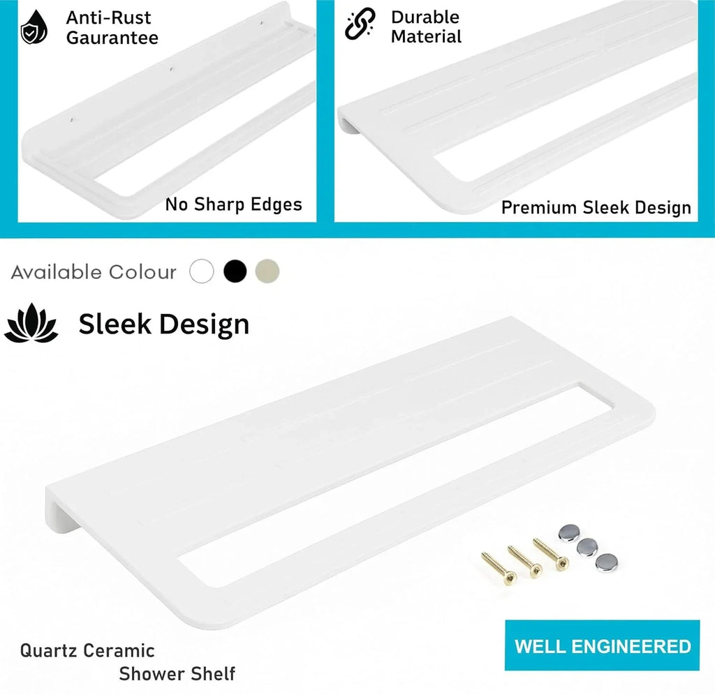 Fossa Wall Mounted Towel Shelf White Quartz Ceramic (RW-126)