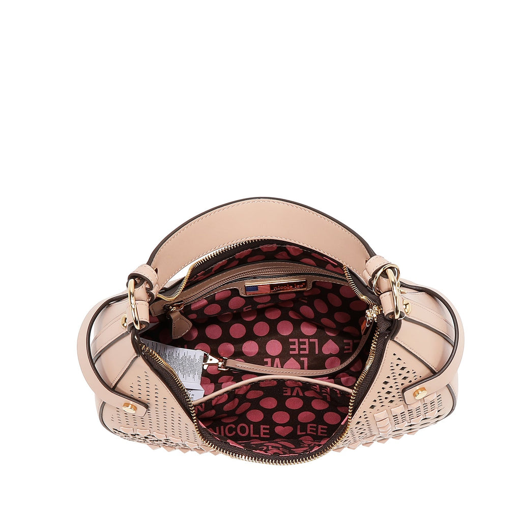 BOLSO DE HOMBRO CON RECORTE GEOMÉTRICO (BLANCO)