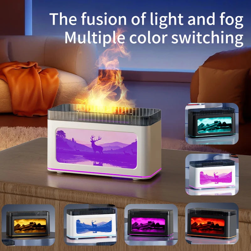 Difusor de Aroma con Efecto Chimenea 3D - Humidificador con Luces LED Multicolor